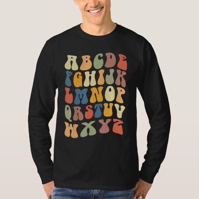 T-shirt Teacher School Alphabet Vintage Retro (Devant)