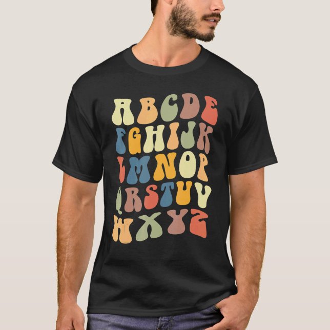 T-shirt Teacher School Alphabet Vintage Retro (Devant)