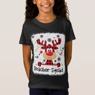 T-Shirt Teacher Squad Cute Red Plaid Reindeer Snow Lover C