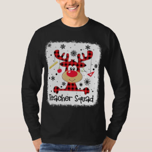 T-shirt Teacher Squad Cute Red Plaid Reindeer Snow Lover C