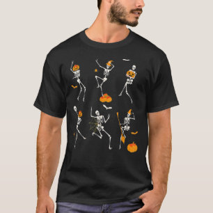 T-shirt Teacher Squad Retro Halloween Skeleton Dance Pumpk