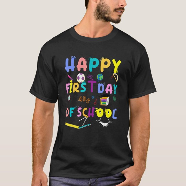 T-shirt Teacher Students Happy First Day of School & Back (Devant)