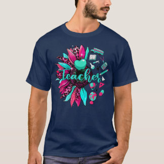 T-shirt Teacher Sunflower Leopard Cute Teacher Life Gifts