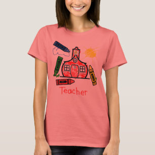 T-shirt Teacher T Shirt - Schoolhouse et Crayons