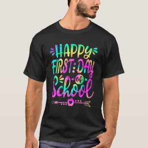 T-shirt Teacher Tie Dye Bonjour Été Heureux Premier Jour D