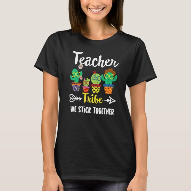 T-shirt Teacher Tribe École Cactus Crew Enseignant (Devant)