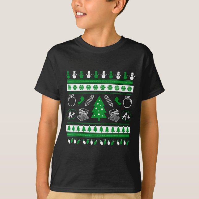T-shirt Teacher Ugly Christmas Sweater Instructor Elementa (Devant)