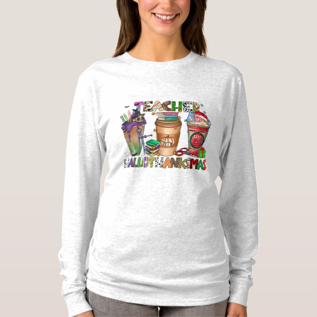 T-shirt Teachers HallowThanksMas Manches Longues (Devant)