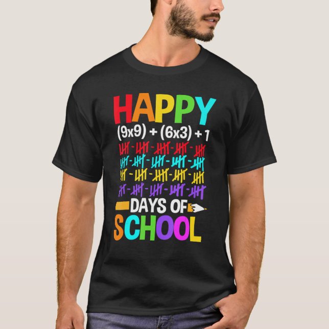 T-shirt Teachers Students Happy 100 Days of School (Devant)