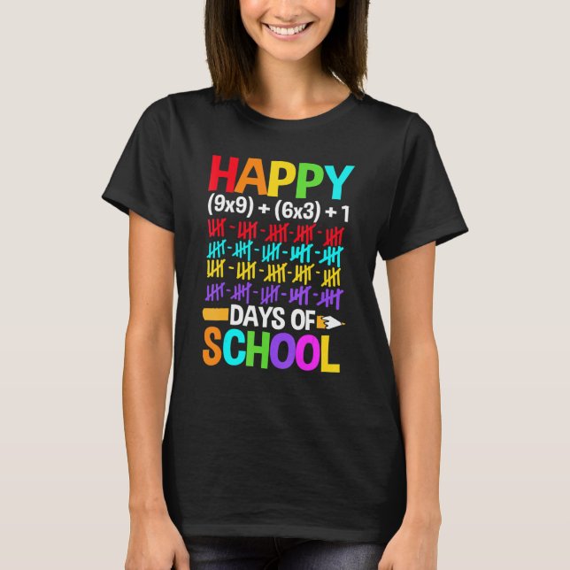 T-shirt Teachers Students Happy 100 Days of School (Devant)