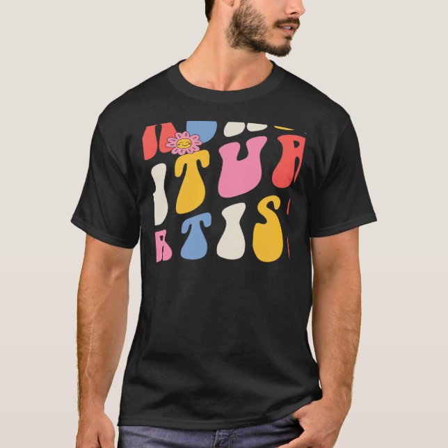 T-shirt Teaching Future Artists Groovy Retro Back To Schoo (Devant)