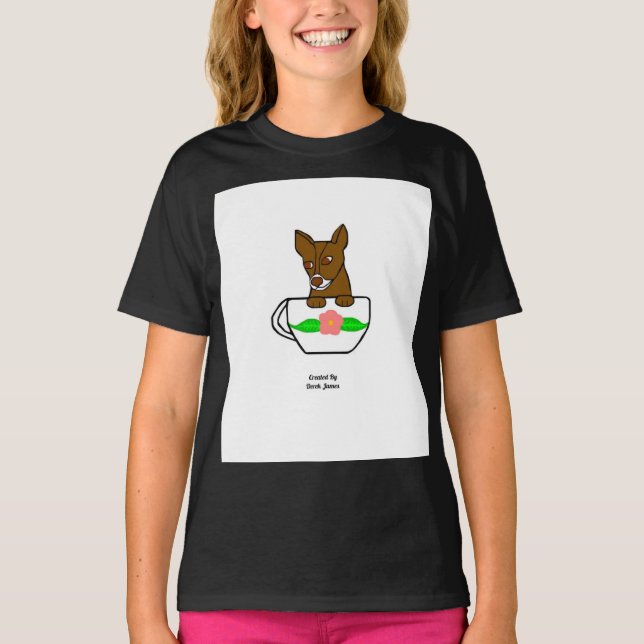 T-shirt Teacup Chihuahua Girls Black Basic T Shirt (Devant)