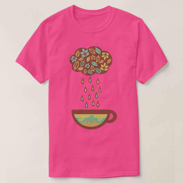T-shirt Teacup feuilles de thé à la pluie rétro (Design devant)