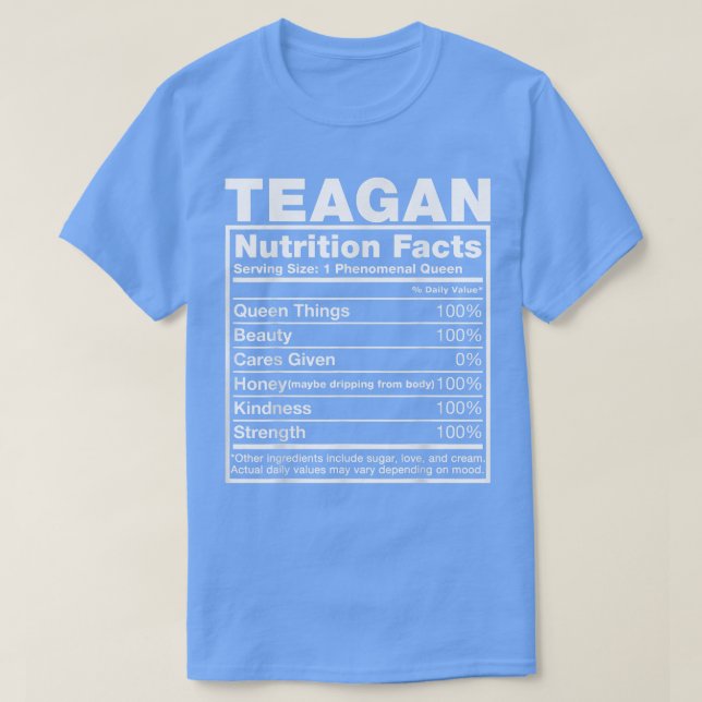 T-shirt Teagan Nutrition FactsTeagan  (Design devant)