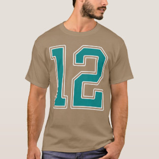 T-shirt Teal and White Number 12 Jersey Player Uniform 12
