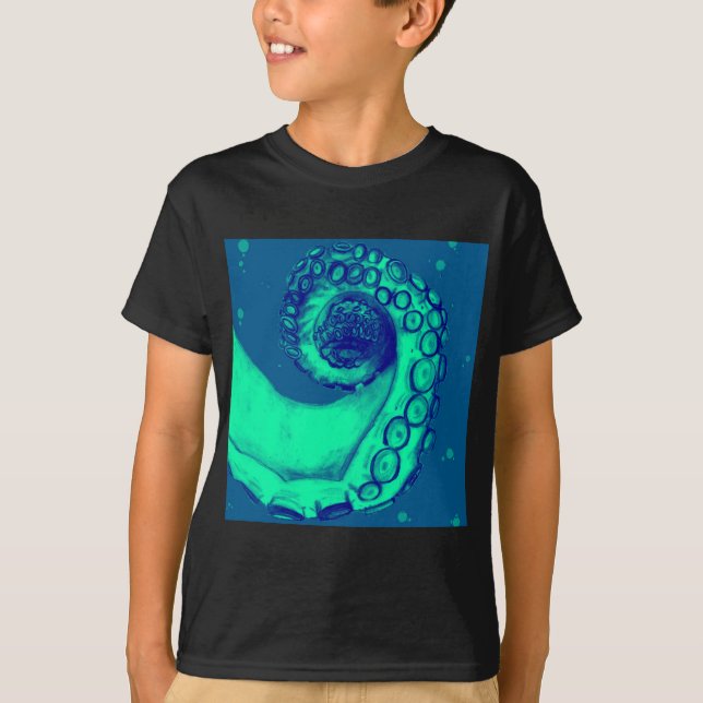 T-shirt Teal et tentacule nautique de poulpe de marine (Devant)