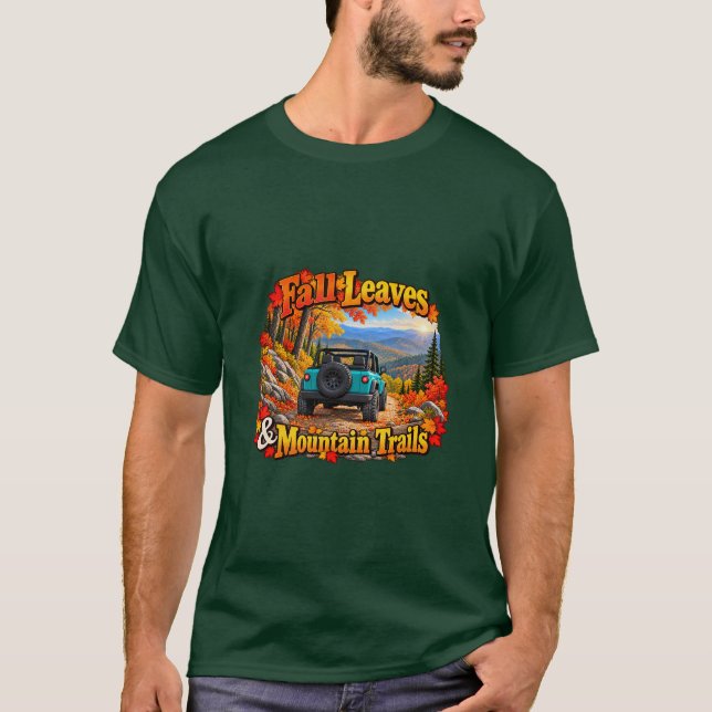 T-shirt Teal_Fall Leaves & Mt Trails (Devant)