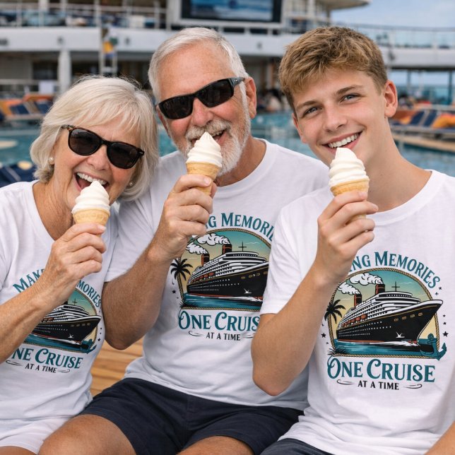T-shirt TEAL Making Memories Cruise (Matching Family Reunion Shirts.   Not shown to exact scale. Image is for example purposes only.
 )