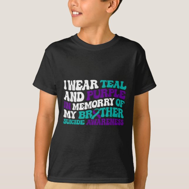 T-shirt Teal Purple Ribbon Suicide Awareness Brother Aware (Devant)