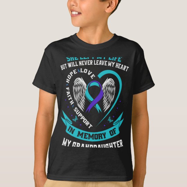 T-shirt Teal Purple Suicide Awareness Granddaughter Memori (Devant)