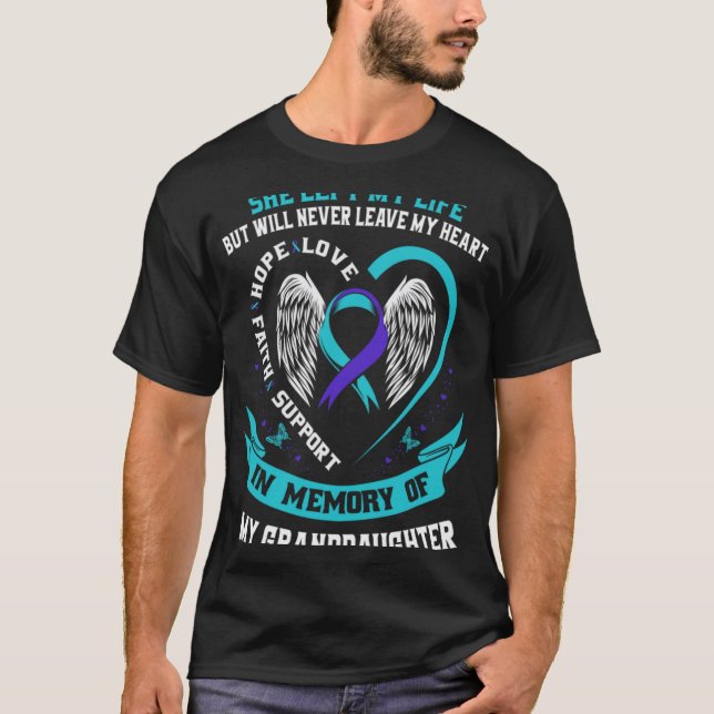 T-shirt Teal Purple Suicide Awareness Granddaughter Memori (Devant)