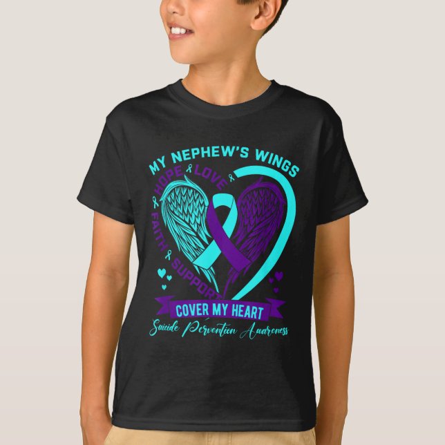 T-shirt Teal Purple Suicide Prevention Awareness Nephew He (Devant)