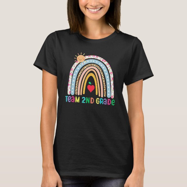 T-shirt Team 2nd Grade Flowers Rainbow Second Grade Teache (Devant)