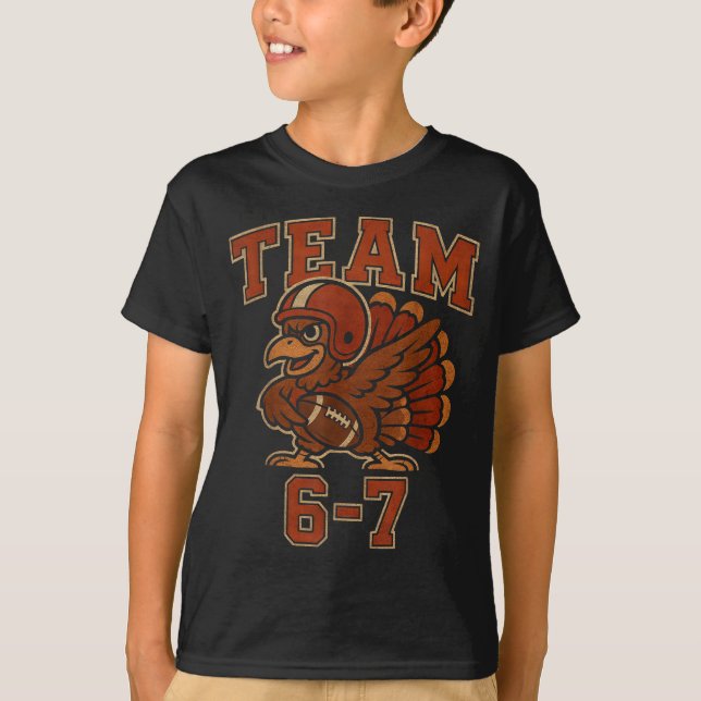 T-shirt Team 67 Thanksgiving Turkey Football Boys Kids Six (Devant)