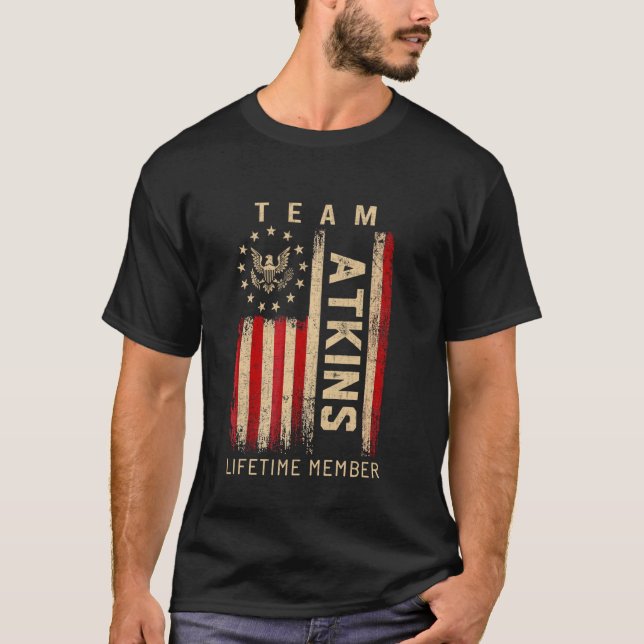 T-shirt Team ATKINS Lifetime Member American Flag (Devant)