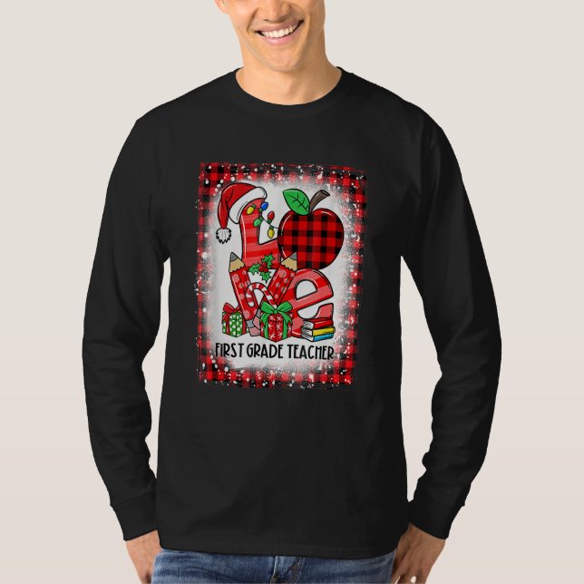 T-shirt Team Bleached Love 1st First Grade Teacher Santa C (Devant)
