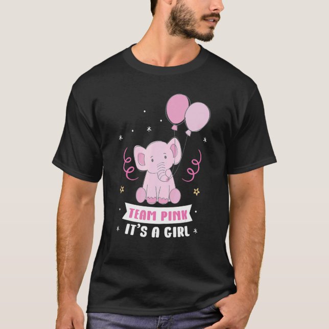 T-shirt Team Blue It's A Girl Pregnancy Elephant Gender Re (Devant)