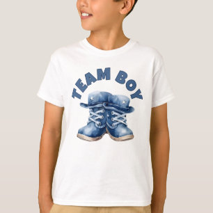 T-shirt Team Boy Cute Little Blue Baby Boots Gender Revela