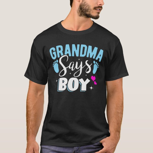 T-shirt Team Boy Gender Reveal Grand-mère dit Garçon (Devant)