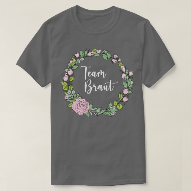 T-shirt Team Bride I Floral Wreath Mariage Boho Style Euca (Design devant)