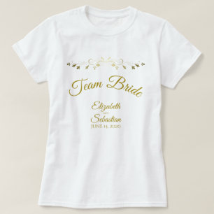 T-shirt Team Bride Simple Elegant Gold Flourish Mariage