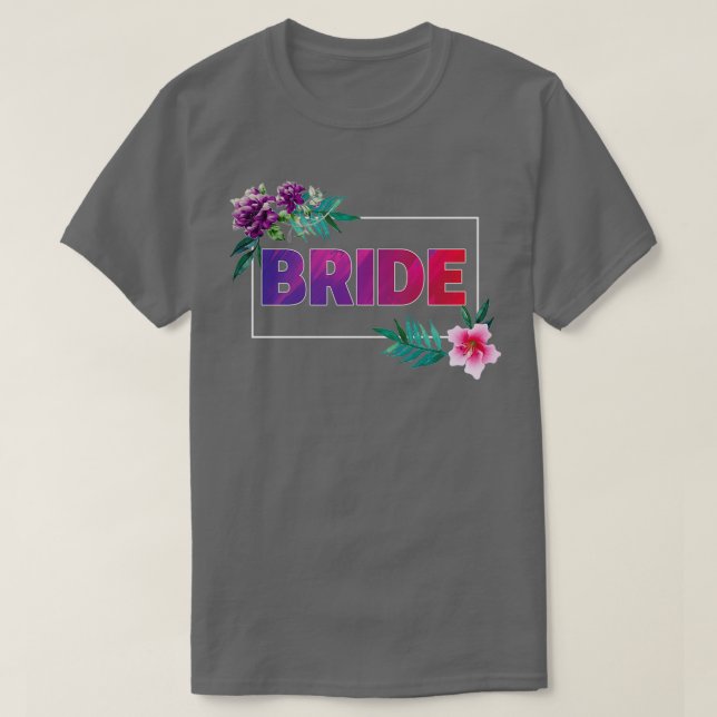 T-shirt Team Bride violet et rouge avec fleurs (Design devant)