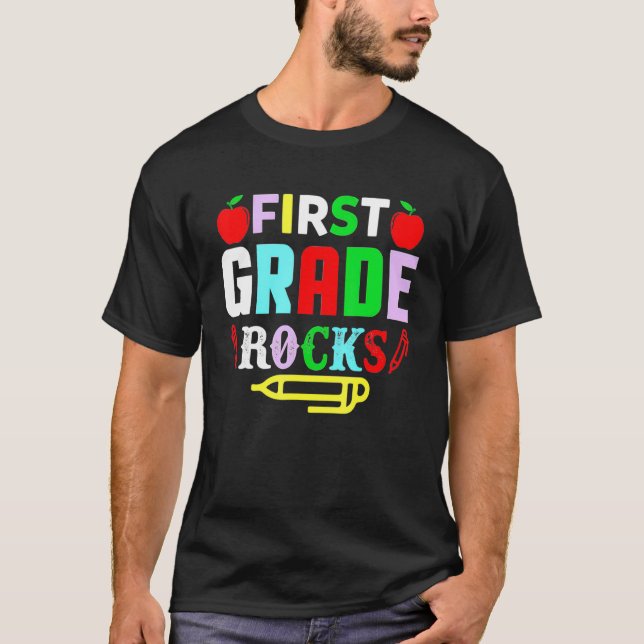 T-shirt Team First Grade Hello 1st Grade Rocks Back To Sch (Devant)