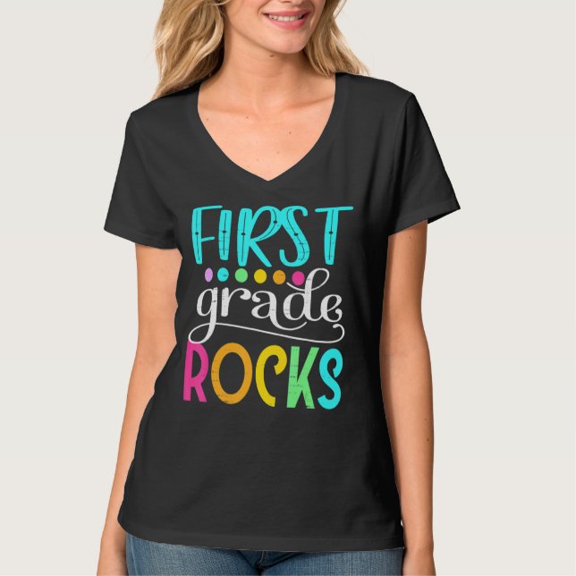 T-shirt Team First Grade Hello 1st Grade Rocks Back To Sch (Devant)