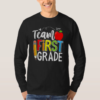 T-shirt Team First Grade Shirt Teacher Student Kids Back T