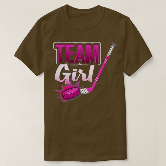 T-shirt Team Girl Genre Reveillez Hockey Baby shower Party (Design devant)