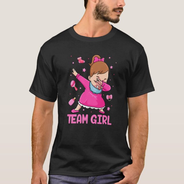 T-shirt Team Girl Pink Gender Reveal Party Baby Announceme (Devant)