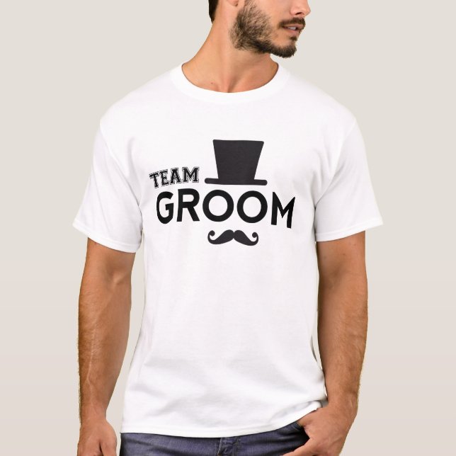 T-shirt Team Groom avec casquette et moustache (Devant)