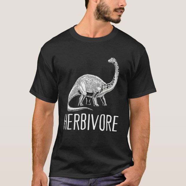 T-shirt Team Herbivore Vegan Brontosaurus Vegetarian Plant (Devant)