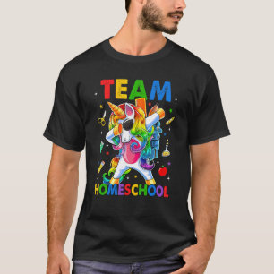 T-shirt Team Homeschool Squad Dabbing Unicorn Retour À Sch