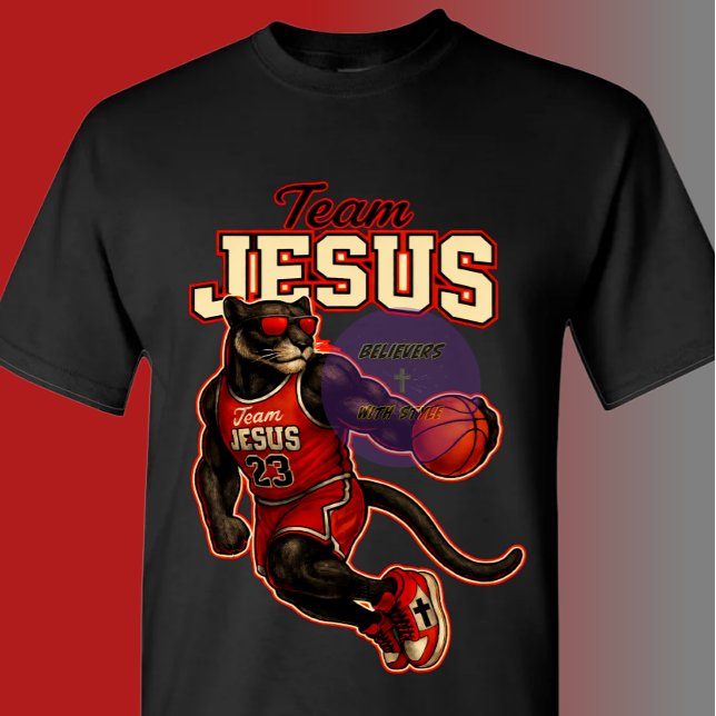 T-shirt Team JESUS -23 Panthère - Chrétien (Créateur téléchargé)