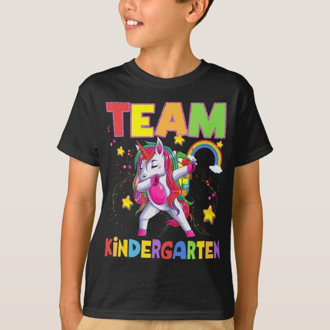 T-shirt Team Kindergarten Dabbing Unicorn Retour À L'École (Devant)