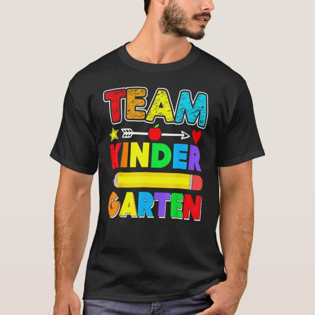 T-shirt Team Kindergarten Teacher Apple Student Kids Back  (Devant)