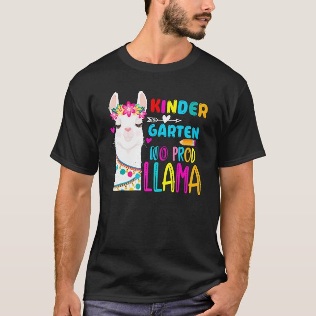 T-shirt Team Kindergarten Teacher Rainbow No Prob Llama 10 (Devant)