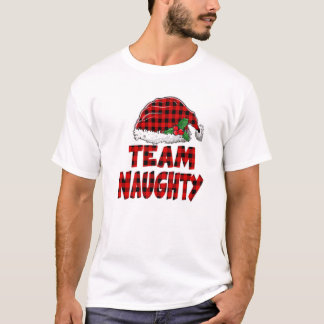 T-shirt Team Naughty Santa Red Plaid Claus Christmas Pajam