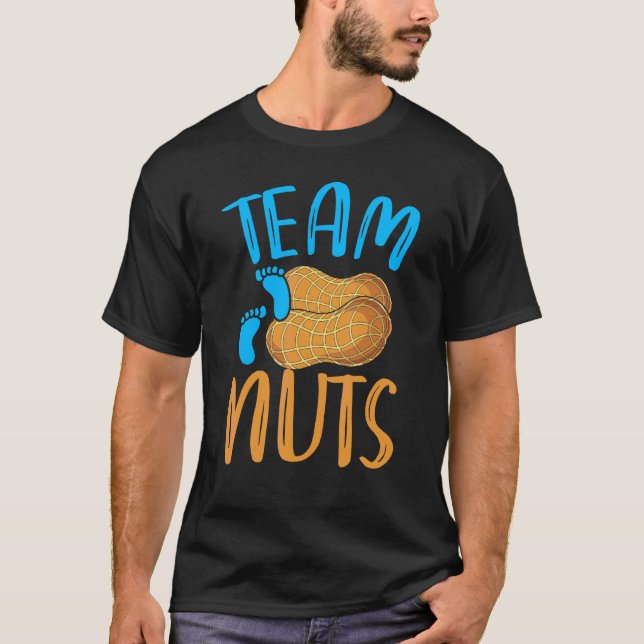 T-shirt Team Nuts Team Boy Baby shower Party Genre Revea (Devant)